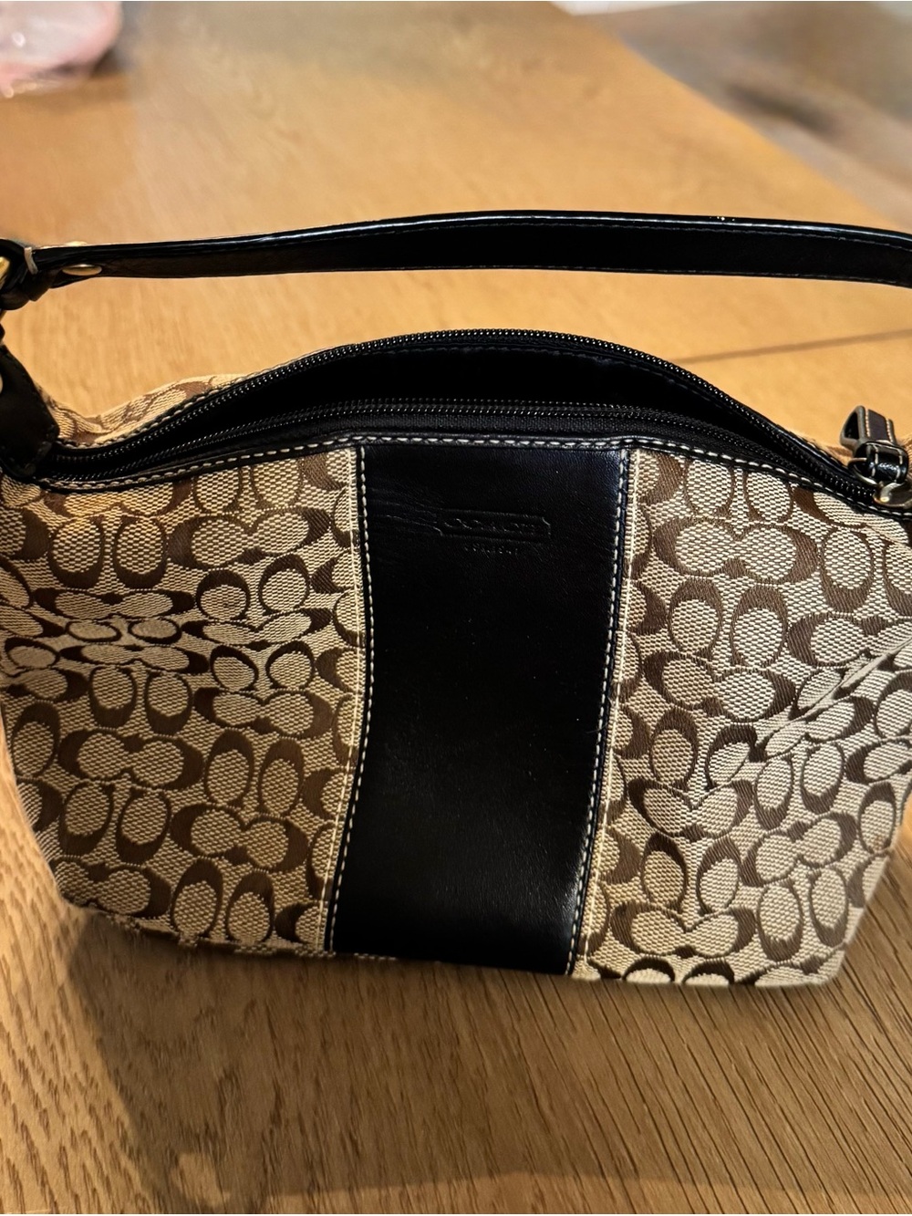 Coach Brown Signature Canvas Crossbody with Black Leather Trim - Picture 4 of 5